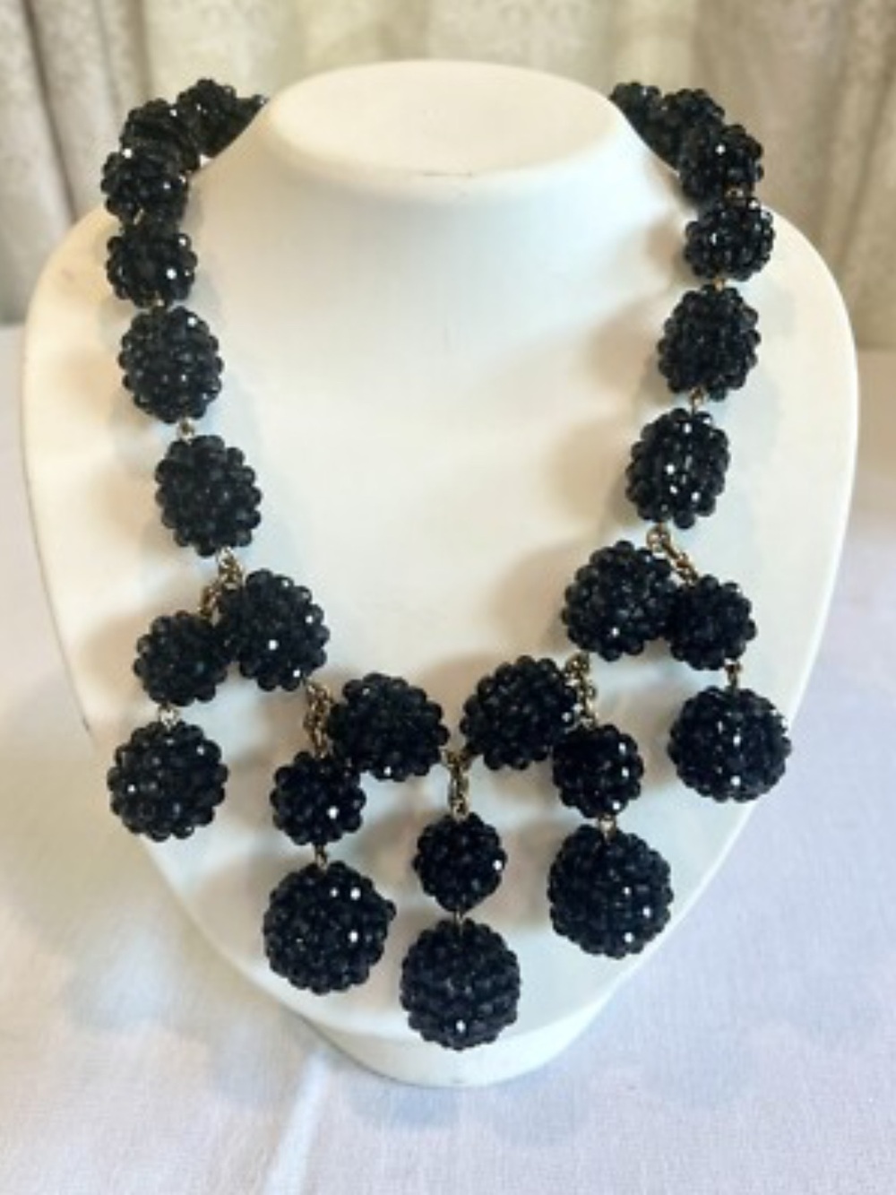 J.CREW  Black Crystal Bead Ball Necklace